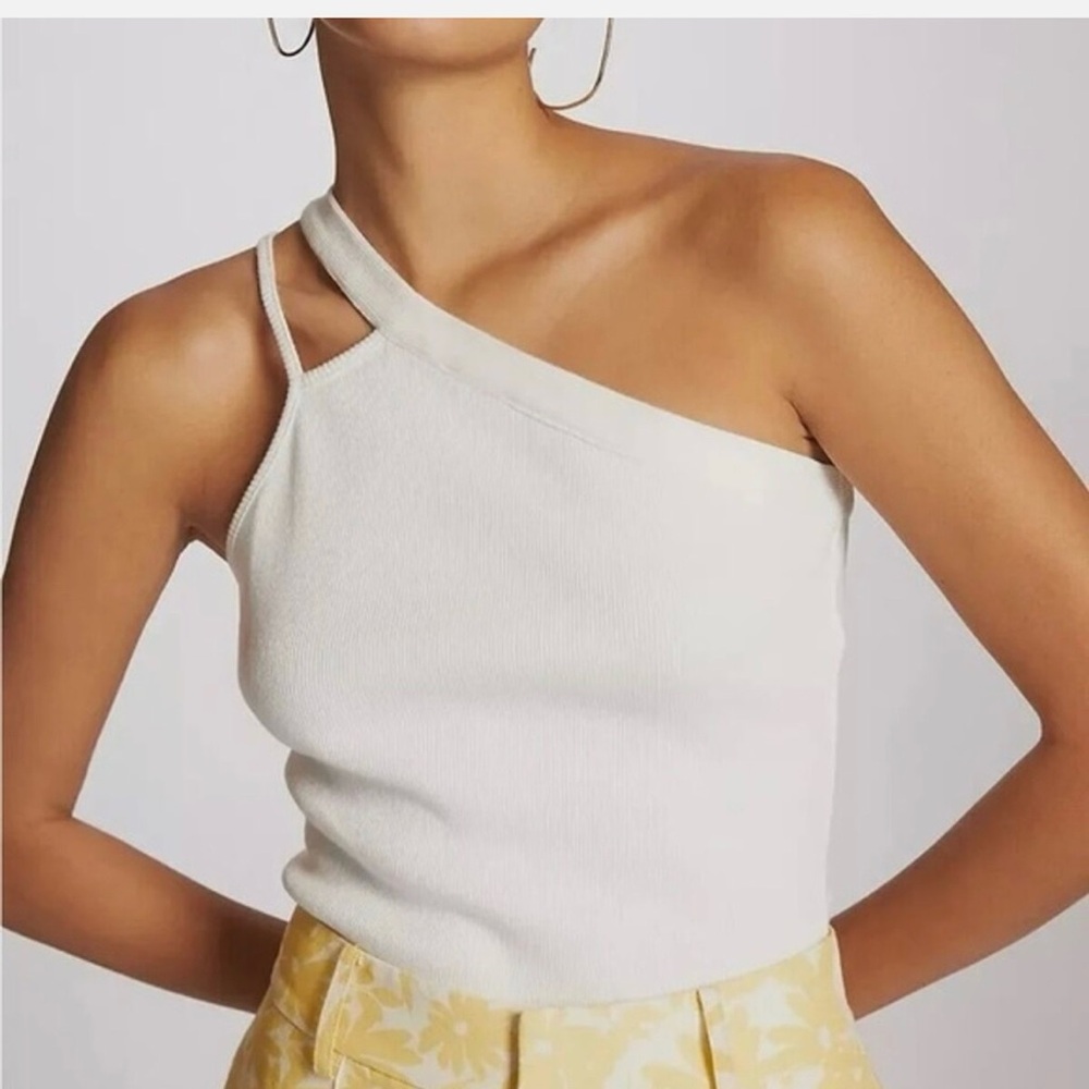 Maeve One-Shoulder Ribbed Tank Top - Picture 2 of 11